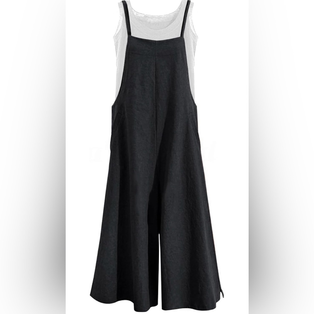 Navy blue split wide leg light denim jumpsuit size XXL